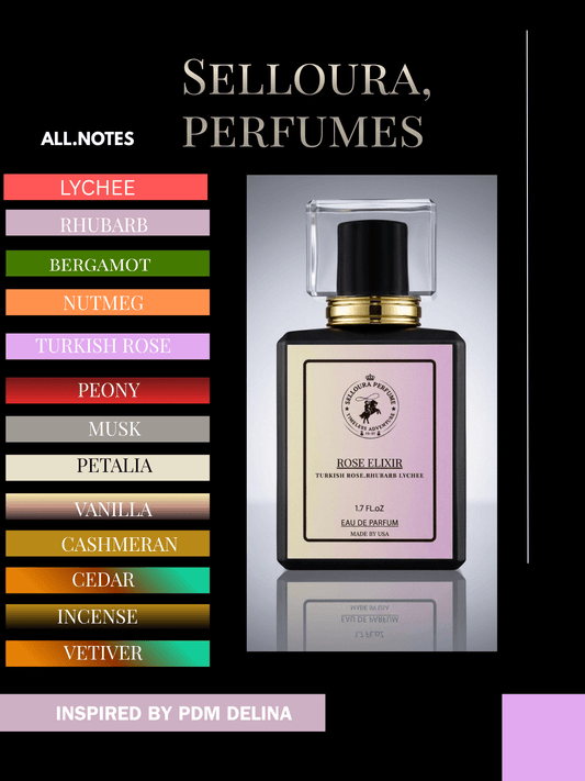 Rose Elixir For women's perfume bottle featuring floral notes and luxury design