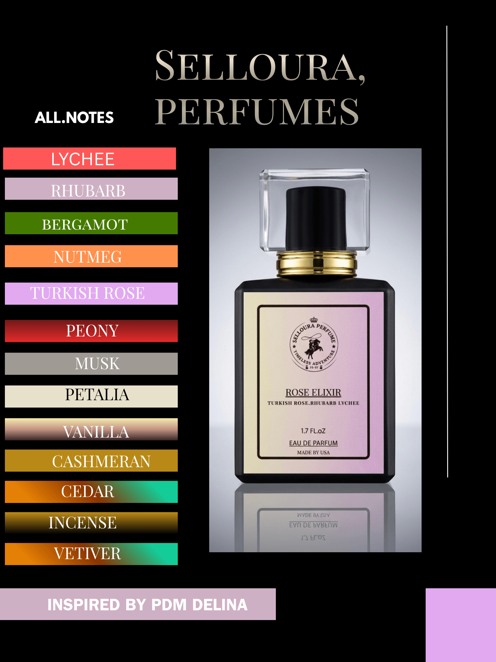 Rose Elixir For women's perfume bottle featuring floral notes and luxury design